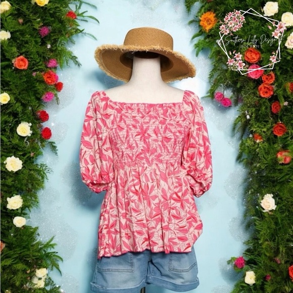 Blush Blossom Plus Size Babydoll Top - Picture 1 of 4